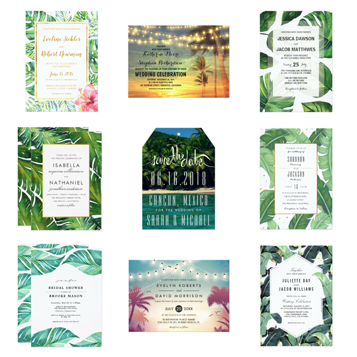 Beautiful Tropical Wedding Invitations